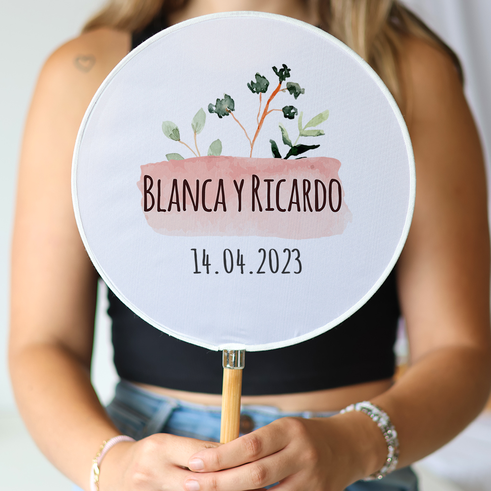 Abanico personalizado para boda "Modelo Prado" Detalles para invitados de boda - Abanicos personalizados boda