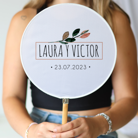 Abanico personalizado para boda "Modelo Ocaso" Detalles para invitados de boda - Abanicos personalizados boda