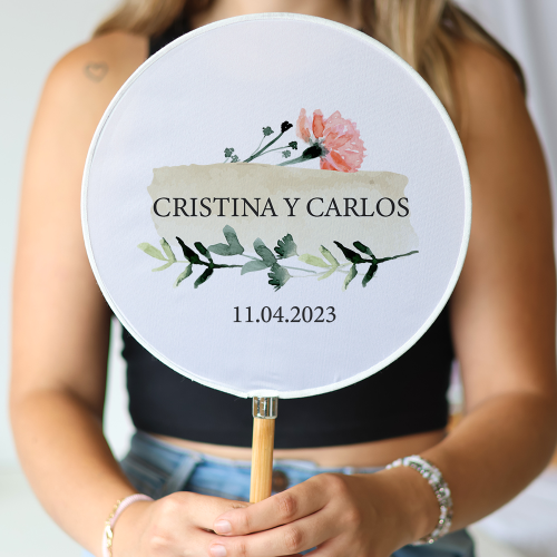 Abanico personalizado para boda "Modelo Luna" Detalles para invitados de boda - Abanicos personalizados boda