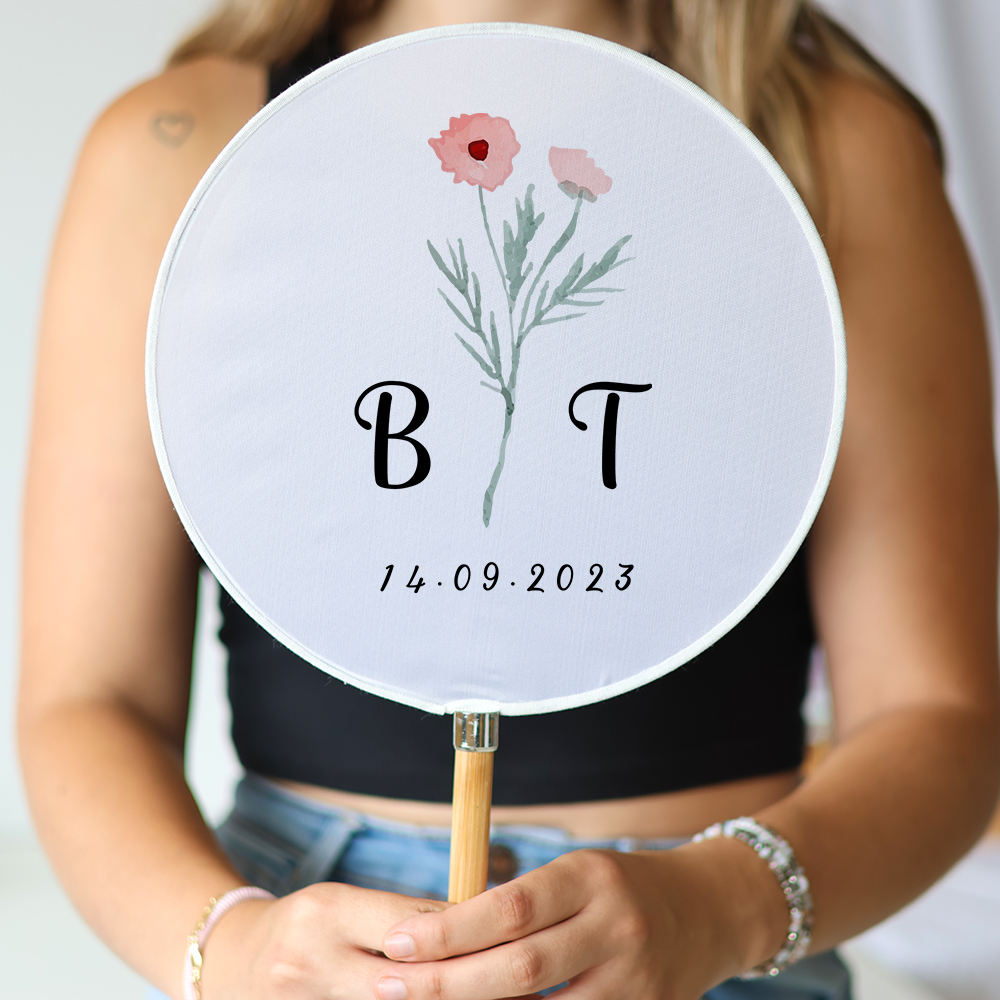 Abanico personalizado para boda "Modelo Valeria" Detalles para invitados de boda - Abanicos personalizados boda