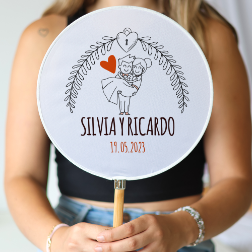 Abanico personalizado para boda "Modelo Mañana" Detalles para invitados de boda - Abanicos personalizados boda
