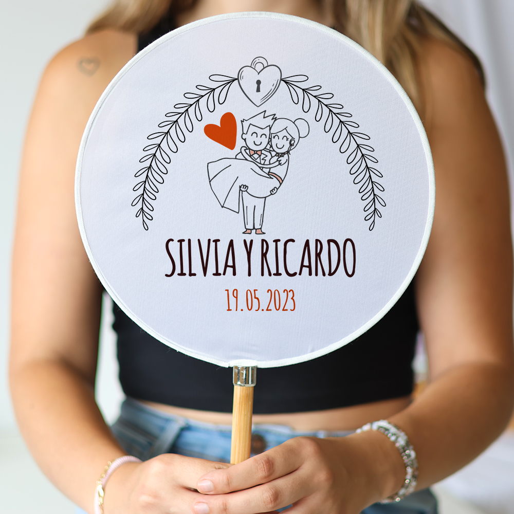 Abanico personalizado para boda "Modelo Mañana" Detalles para invitados de boda - Abanicos personalizados boda
