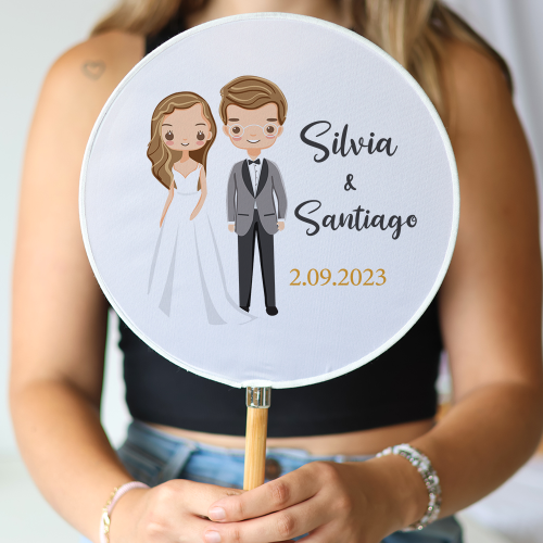 Abanico personalizado para boda "Modelo Lemmonade" Detalles para invitados de boda - Abanicos personalizados boda