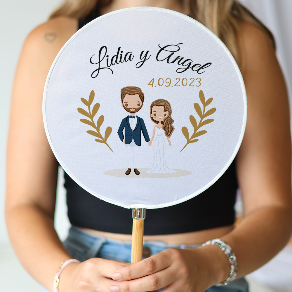 Abanico personalizado para boda "Modelo Trigo" Detalles para invitados de boda - Abanicos personalizados boda