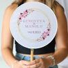 Abanico personalizado para boda "Modelo Pink Crown" Detalles para invitados de boda - Abanicos personalizados boda