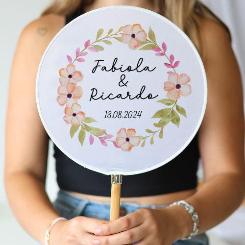 Abanico personalizado para boda "Modelo Primavera" Detalles para invitados de boda - Abanicos personalizados boda