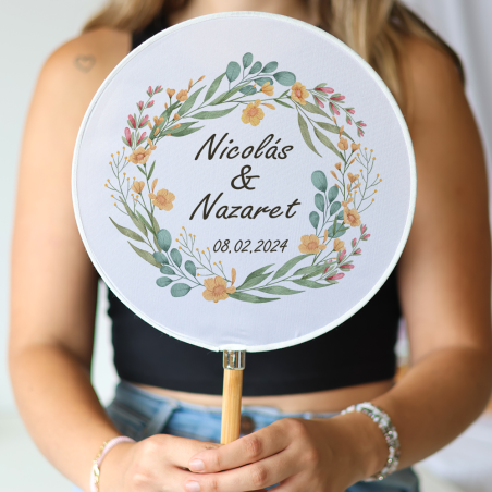 Abanico personalizado para boda "Modelo Colorines" Detalles para invitados de boda - Abanicos personalizados boda