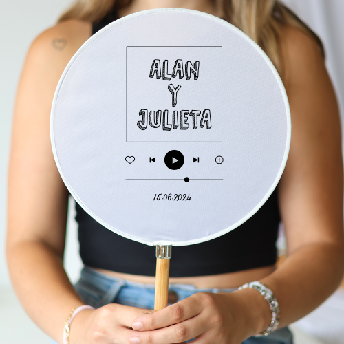 Abanico personalizado para boda "Modelo Spotify" Detalles para invitados de boda - Abanicos personalizados boda