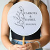 Abanico personalizado para boda "Modelo Mitad y Mitad" Detalles para invitados de boda - Abanicos personalizados boda