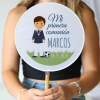 Abanico personalizado para comunión "Modelo Fútbol" Detalles para invitados de comunión - Abanicos personalizados comunión