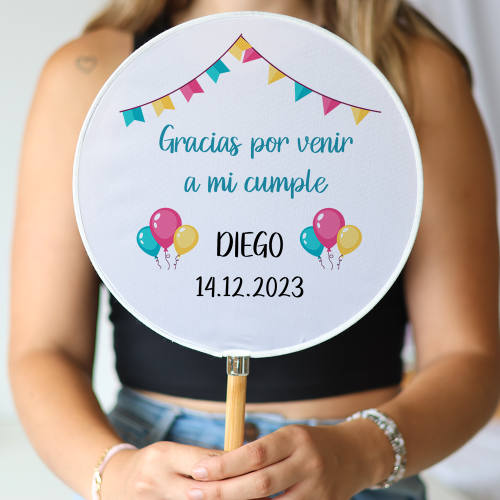 Abanico personalizado para cumpleaños "Modelo Girnalda" Detalles para invitados de cumpleaños - abanicos personalizados cumpleañ