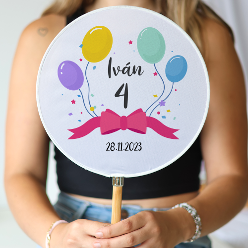 Abanico personalizado para cumpleaños "Modelo Lazo" Detalles para invitados de cumpleaños - abanicos personalizados cumpleaños