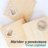 Abridor de botellas y posavasos de madera Detalles para invitados de boda - Detalles Boda Hombre