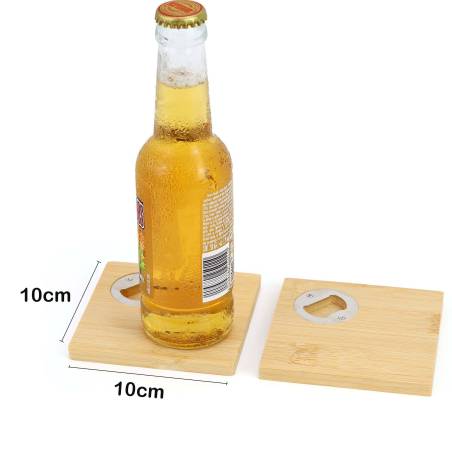 Abridor de botellas y posavasos de madera Detalles para invitados de boda - Detalles Boda Hombre