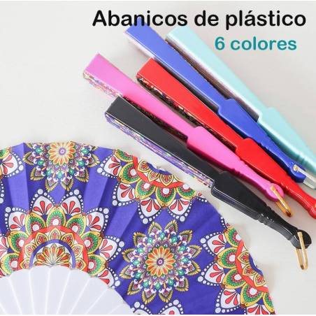 Abanico tela y plástico decorado Abanicos de boda - Detalles de boda Abanicos
