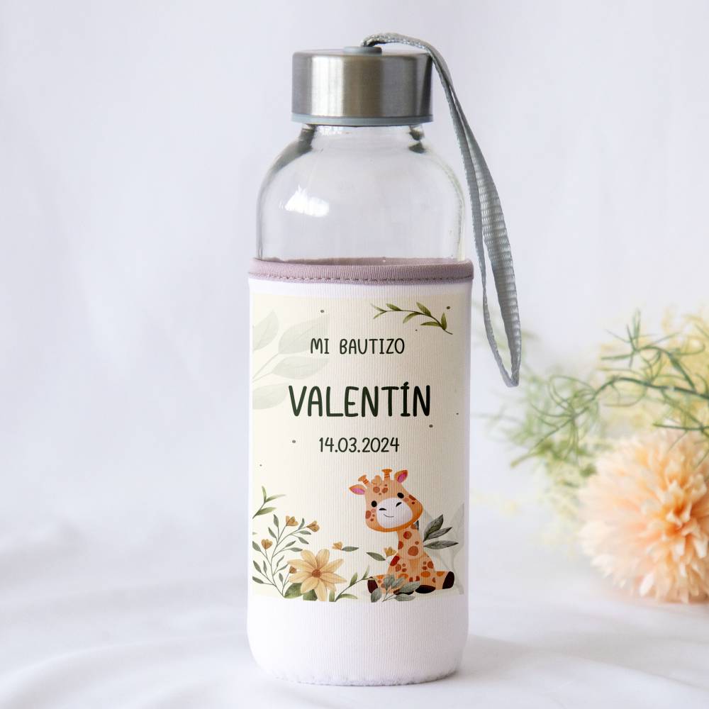 Botella personalizada Bautizo "Jirafa" Detalles de bautizo - Detalles personalizables para Bautizo