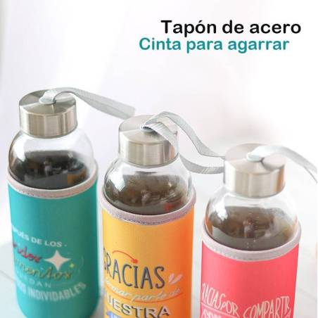 Botella de cristal con funda para boda, Botella para boda, Detalles invitados boda - Detalles boda unisex