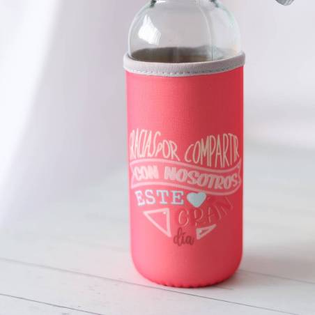 Botella de cristal con funda para boda, Botella para boda, Detalles invitados boda - Detalles boda unisex