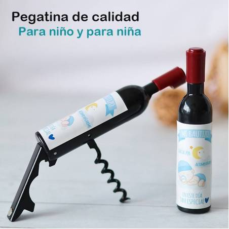 Sacacorchos con pegatina de bautizo de niño, Detalles bautizo invitados - Detalles De Bautizo Para Hombres
