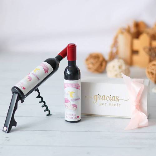 Sacacorchos con pegatina de bautizo de niña, Detalles bautizo invitados - Detalles De Bautizo Para Hombres