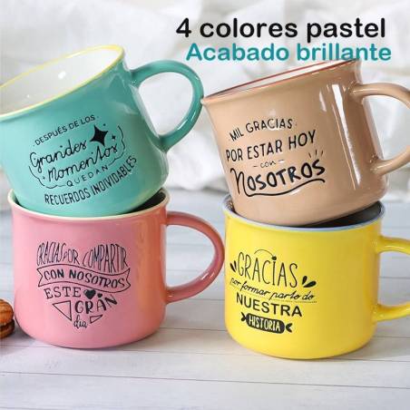 Tazas con frases pequeñas Detalles para invitados de boda - Inicio