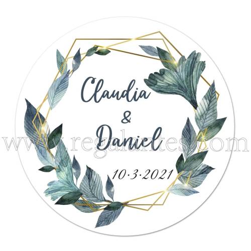 Pegatinas personalizadas con nombre y fecha para bodas - Pegatinas Y Etiquetas Personalizadas boda