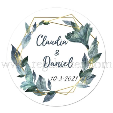 Pegatinas personalizadas con nombre y fecha para bodas - Pegatinas Y Etiquetas Personalizadas boda