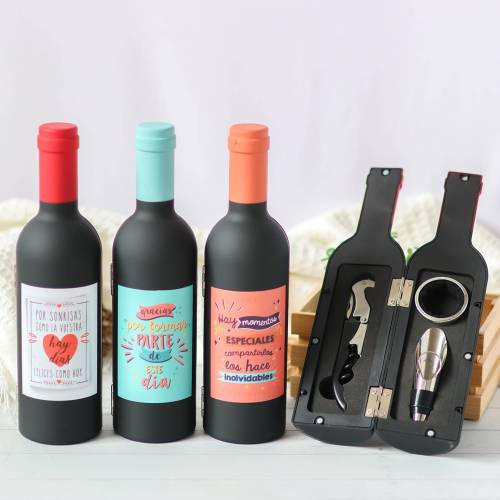 Set accesorios de vino con frases, Detalles invitados de boda - Detalles Boda Hombre