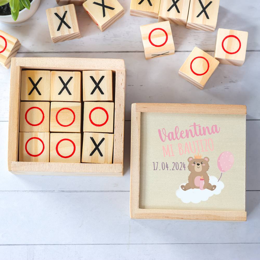 Juego 3 en raya personalizado con grabación " Valentina" Detalles invitados bautizo - Inicio