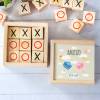 Juego 3 en raya personalizado con grabación "Mellizos Nubes" Detalles invitados bautizo - Juegos personalizados de bautizo