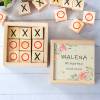 Juego 3 en raya personalizado con grabación "Flores" Detalles invitados bautizo - Juegos personalizados de bautizo