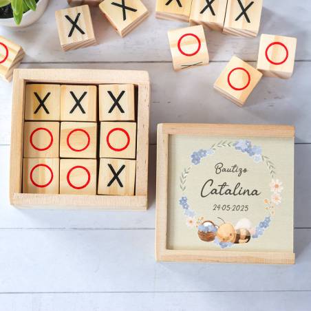 Juego 3 en raya personalizado con grabación "Abeja" Detalles invitados bautizo - Juegos personalizados de bautizo