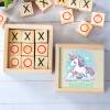 Juego 3 en raya personalizado con grabación "Unicornio" Detalles invitados bautizo - Juegos personalizados de bautizo