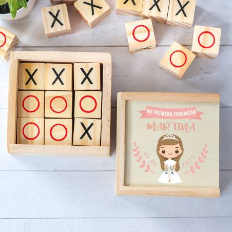 Juego 3 en raya personalizado con grabación "Martina Rosa" Detalles invitados comunión - Juegos personalizados de comunión