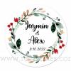 Pegatinas personalizadas con dibujo de guirnalda de flores - Pegatinas Y Etiquetas Personalizadas boda