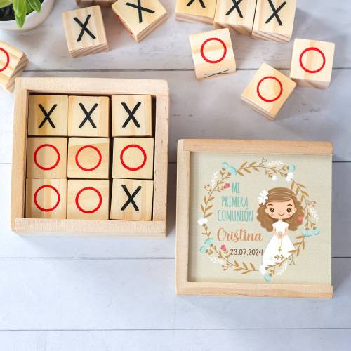 Juego 3 en raya personalizado con grabación "Cristina" Detalles invitados comunión - Juegos personalizados de comunión