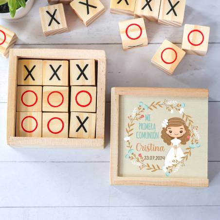 Juego 3 en raya personalizado con grabación "Cristina" Detalles invitados comunión - Juegos personalizados de comunión