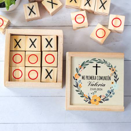 Juego 3 en raya personalizado con grabación "Valeria" Detalles invitados comunión - Juegos personalizados de comunión