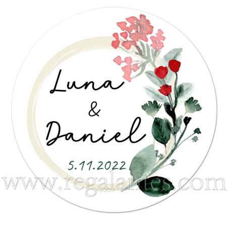 Pegatinas personalizadas para bodas con detalle de flor - Pegatinas Y Etiquetas Personalizadas boda
