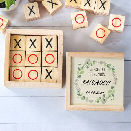Juego 3 en raya personalizado con grabación "Arco Ramas" Detalles invitados comunión - Juegos personalizados de comunión