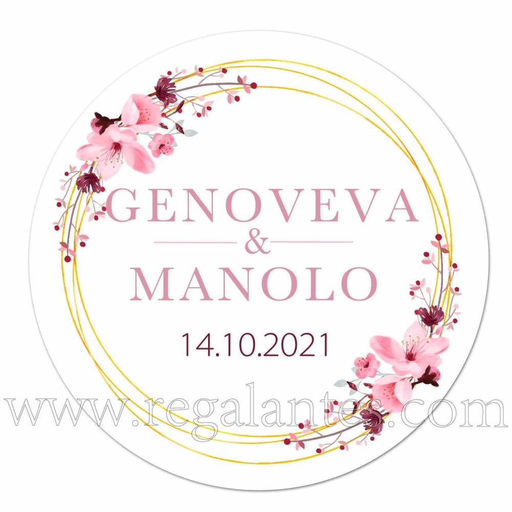 Pegatinas personalizadas para bodas con diseño de flores - Pegatinas Y Etiquetas Personalizadas boda