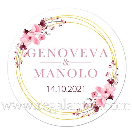 Pegatinas personalizadas para bodas con diseño de flores - Pegatinas Y Etiquetas Personalizadas boda