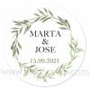 Pegatinas personalizadas para bodas con diseño de hojas en verde - Pegatinas Y Etiquetas Personalizadas boda