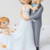 Figura Novios con Hija para Tarta de Boda, Decoración Original 21,5 cm, Detalle Emotivo para Novios - Figuras tarta