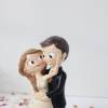 Figura Novios Boda Abrazados, Estilo Divertido, 21 cm, Decoración Tarta de Boda - Figuras tarta