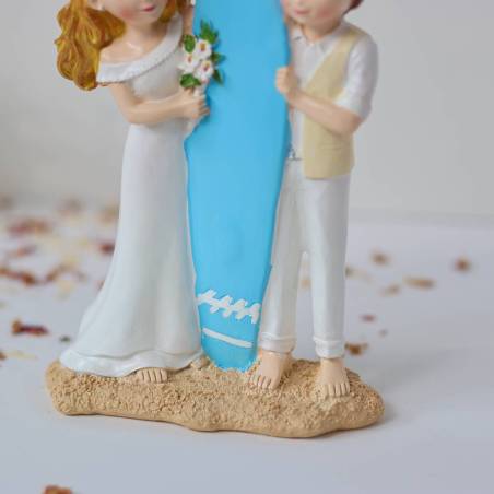 Figura Tarta Boda con Tabla de Surf, 18 cm, Muñecos Originales para Pastel de Novios - Figuras tarta