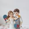 Figura Novios Jugando al Pádel, Muñecos Tarta de Boda Deporte, 18,5cm - Figuras tarta