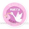 Pegatina personalizada para bautizo de niña con cigüeña - Pegatinas Y Etiquetas Personalizadas Bautizo
