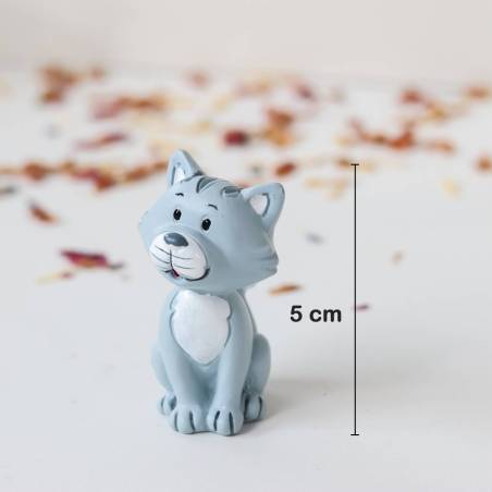 Figura Gato Azul Decorativa, 5 cm, Detalle Original para Tarta de Comunión, Boda o Bautizo - Figuras tarta