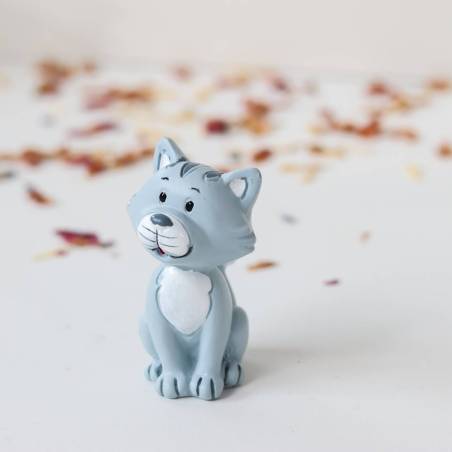 Figura Gato Azul Decorativa, 5 cm, Detalle Original para Tarta de Comunión, Boda o Bautizo - Figuras tarta